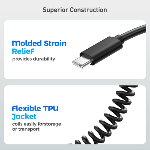 Cable Matters USB to USB C Coiled Cable with 3A/15W Fast Charging 1-4 Feet, Support for Apple CarPlay, Android Auto,