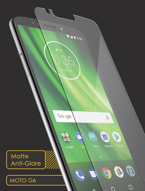 MagGlass Tempered Glass Screen Protector for Moto G6, Anti Glare (Matte XM90), Scratch/Fingerprint Resistant