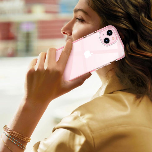 MATEPROX iPhone 15 Plus Case - Clear Slim Shockproof Bumper Cover for 6.7" iPhone 15 Plus 2023 - Pink