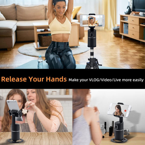 Mcbazel Auto Face Tracking Tripod, Rechargeable Battery, 360° Rotation Phone Tracking Holder for Live Streaming