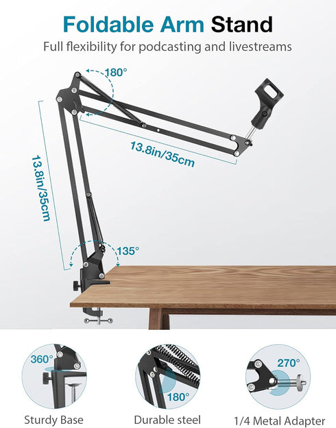 InnoGear Webcam Stand, Boom Arm Mount Stand for Logitech Webcam BRIO 4K C920 C920S C922 C922x C925e C930 NexiGo N60,