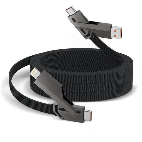 USB C Cable, 4-in-1 USB-C Lightning Cable (4ft), 100W Fast Charging Flat Braided Cord for iPhone, iPad, MacBook