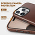 Genuine Leather Case for iPhone 15 Pro Max 6.7 inch, Rustic Brown, Oil Wax Top-Grain Leather, MagSafe Compatible