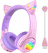 Riwbox CF9 Cat Ear Kids Bluetooth Headphones with LED Light Up,Safe 85dB