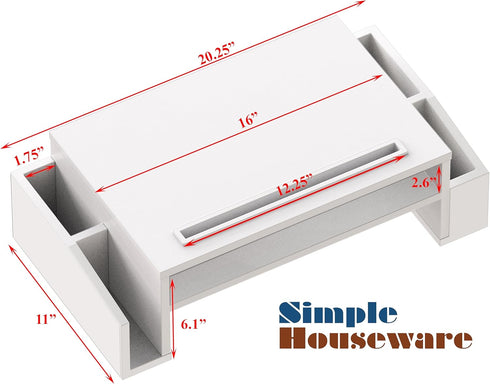 Simple Houseware Adjustable Monitor Stand Riser with Organizer Tray - White