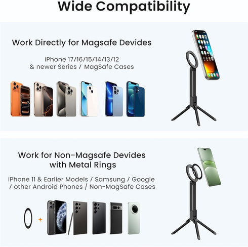 Itramax 17 16 15 14 13 12 11& Magnetic Phone Tripod Stand,Foldable Pocket Cell Phone Mount,Adjustable Travel Gym Selfie