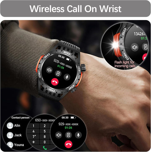 Military Smart Watch for Men, 1.46" Outdoor Tactical Sports Smartwatch, Fitness Watch with Call Function, Black