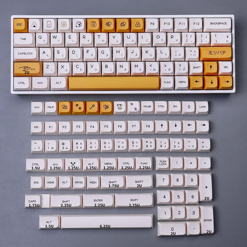 PBT Dye-Sub Keycaps, 138 Keys XDA Profile Honey Milk Keycaps Set, Fit for 61/64/87/104/108 Mechanical Keyboard, Cherry