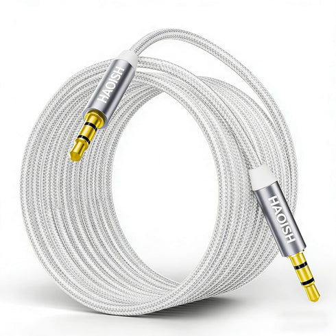 HAOISH Aux Cord 30 FT, 3.5 mm Audio Cable Nylon Braided-1/8 Male to
