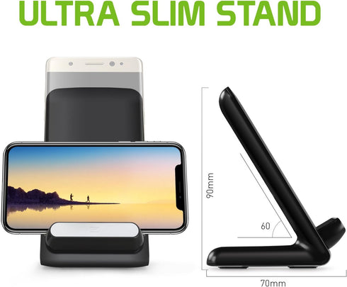 Universal Wireless Charger and Phone Stand – Ultra Slim Charging Holder with Fast Charge by Cellet