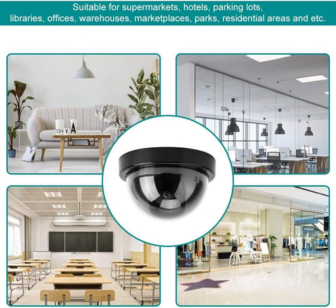 Dummy Fake Security Camera, CCTV Dome Camera with Flashing Led Light (4pcs) (Black)