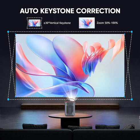 TMY 1080P Electric Focus & Auto Keystone Portable Projector with WiFi and Bluetooth, Projector with Zoom, Movie
