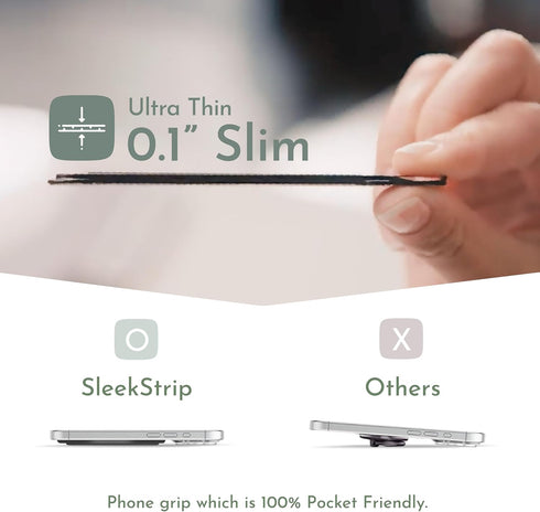 SleekStrip 16 Max,17 2PK SleekGrip-Essential Ultra Thin Phone Grip Stand,Slim Metal Finger Loop Ring Hand Holder Strap