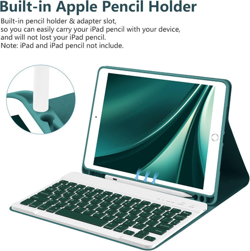 Keyboard Case for iPad 10.2" 9th Gen 2021/8th Gen 2020, Wireless Bluetooth Keyboard for iPad Air 3/iPad Pro 10.5"