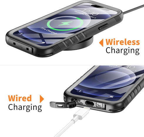 Cozycase Waterproof Case for iPhone 12 Pro Max - Built-in Screen Protector, Shockproof Full Body Cover (Black)