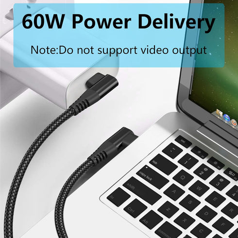 Right Angle USB C to USB C Cable 1M/3FT, 90 Degree 60W PD Type C Fast Charging & Data Transmission Nylon Braided