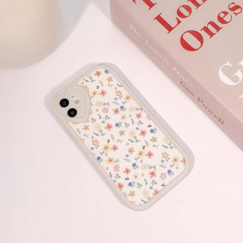 Compatible for iPhone 11 Cute Flower Floral Leaf with Love Lens Bumper Protector, Soft TPU Shockproof Protective Girly