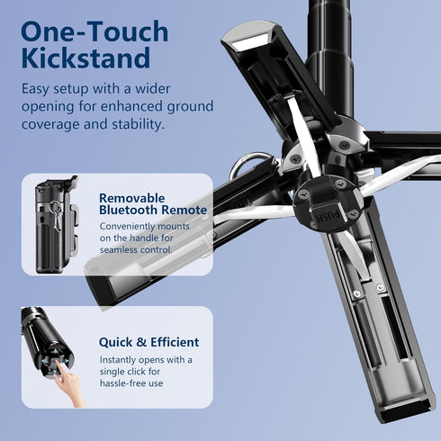 Docaharbour 360 Phone Tripod Stand with Zoom, Portable Selfie Stick with Detachable Remote and Rotatable Holder