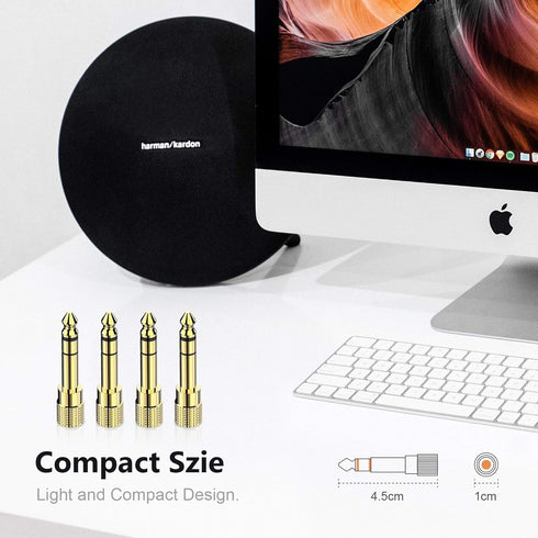 6.35mm (1/4 inch) Male to 3.5mm (1/8 inch) Female Stereo Audio Adapter Converter for Guitar Headphones, Gold Plated 4