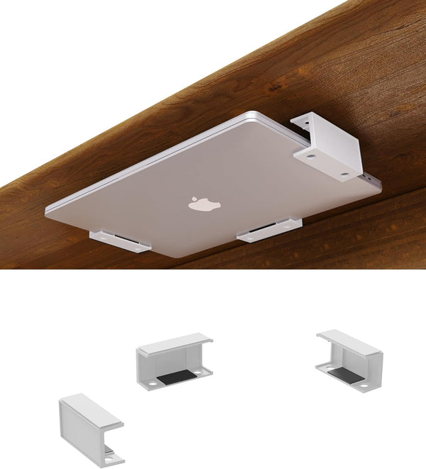 Under Desk Laptop Holder, Macbook Drawer Mount for Keyboard & Small Devices, Cable Box Wall Mount Tray Organizer White