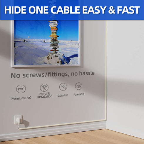 Delamu Beige Cord Hider, Mini Size Wire Covers for 1 Wire on Wall, Paintable Cable Cover Raceway