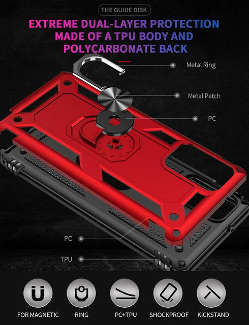 Samsung Galaxy Note 20 Case Military Grade Drop Impact 5G Armor Heavy Duty Shockproof with 360 Metal Rotating Ring