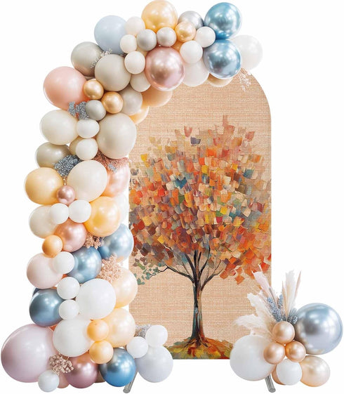 Jnbasdffb Fall Tree Modern Wedding Arch Cover,Stretchy Spandex Arch Backdrop Stand Covers 6.6