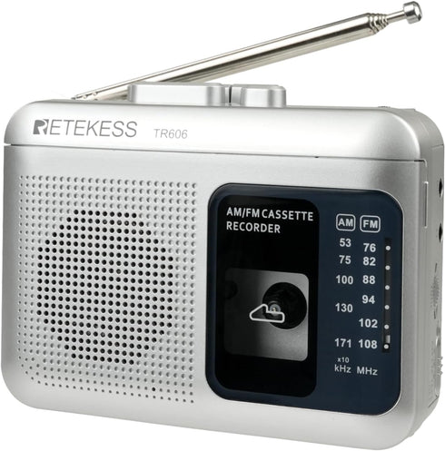 Retekess TR606 Tape Recorder Cassette Player, AM FM Cassette Players, Supports Voice/AUX Line