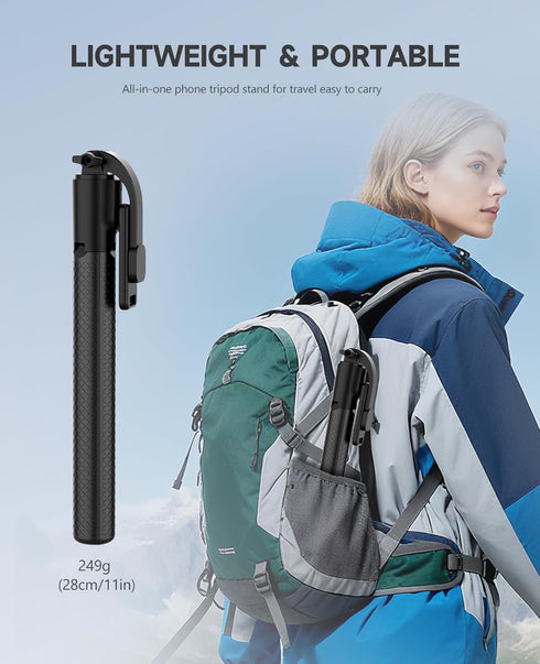 MOLEKSDAL &67-inch 360 Tripod Telescopic Selfie StickFeatures Wireless Remote Control and Rotation, Ideal for Travel