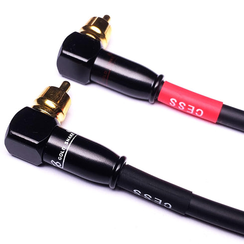 CESS-137-1f Right Angle RCA Preamp Jumpers Male to Male Patch Cable, 2 Pack (1 Foot)