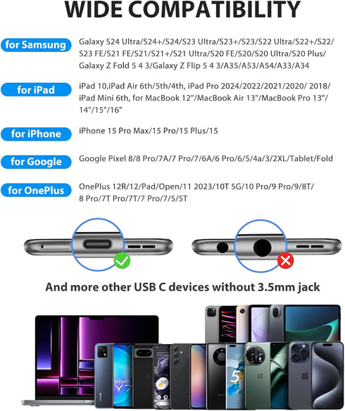 Wired Earbuds for iPhone 15 Pro Max Plus iPad, USB C Headphones Noise Isolating with Mic, Stereo Magnetic Android