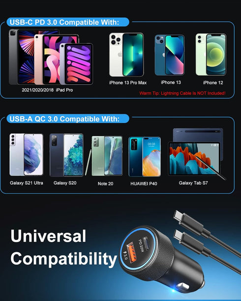 38W 2-Port Fast Charging Car Charger, iPhone Car Charger 2 Pack for iPhone 15 Plus/15 Pro/15 Pro Max/iPad Pro/Air,