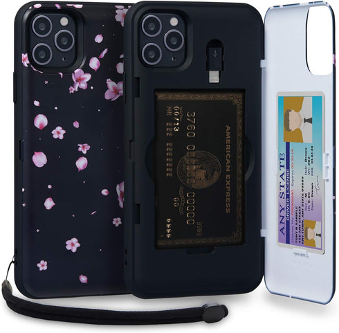 TORU CX PRO for iPhone 11 Pro Max Case Wallet, Shockproof Heavy Duty Cover with Hidden Card Holder, Flowers