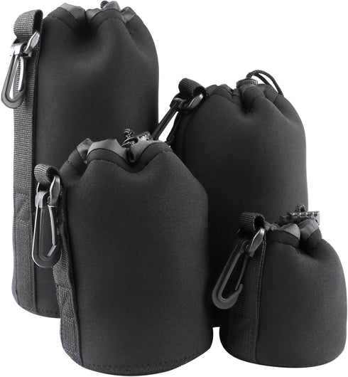 Sopoloray 4pcs Camera Lens Bag,4 Sizes Protective Camera Lens Pouch Set with Drawstring