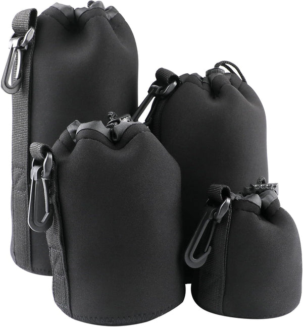 Sopoloray 4pcs Camera Lens Bag,4 Sizes Protective Camera Lens Pouch Set with Drawstring