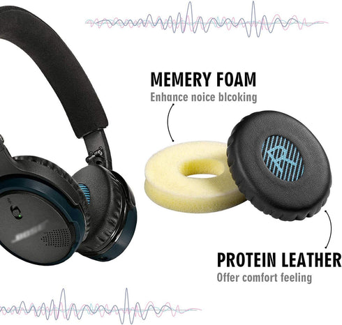 Replacement Earpads for Bose OE2, OE2i, Sound Link On-Ear Headphones, AURTEC Cushion Ear Pads, Black