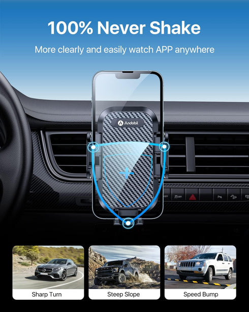 andobil Car Phone Holders - Ultra-Stable Air Vent Mount with Anti-Shake & 360° Rotation, Fits iPhone 16/15/14/13/12 Pro