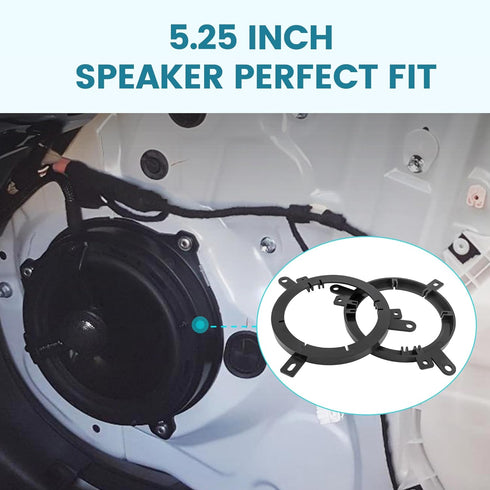 5.25"-6.5" Front Door Speaker Adapter Bracket for 1995-2016 Chrysler/Dodge/Jeep, 2PCS Solid Plastic Aftermarket Speaker