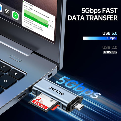 SAMZHE 3.0 2 1 17 16 15 SD Card Reader USB C, USB Micro SD Card Reader in Memory Card Reader for MicroSD SDHC SDXC