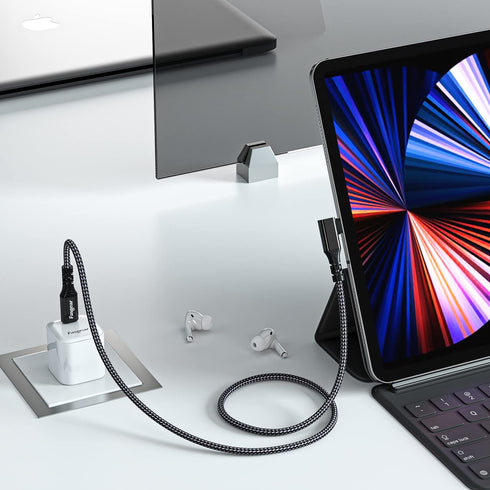 Fasgear 6ft USB C 3.2 Gen 2x2 Cable: 20Gbps, 4K Video, 100W Charging, 90° Type C for MacBook Pro, iPad Pro, Galaxy S21.