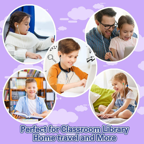 Kids Bulk Earbud Headphones 50 Pack, Perfect for School, Classroom, Students, Travel, Hospitals, Hotels, Library,
