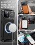 Lanhiem Magnetic Metal Case for iPhone 14, Built-in Camera Kickstand & Glass Screen Protector, Black