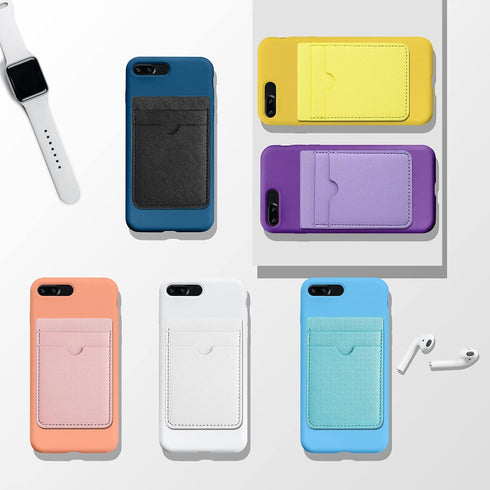 Weewooday 6 Pieces Phone Card Pocket Holder, PU Leather Cell Phone Card Pouch for Back of Phone