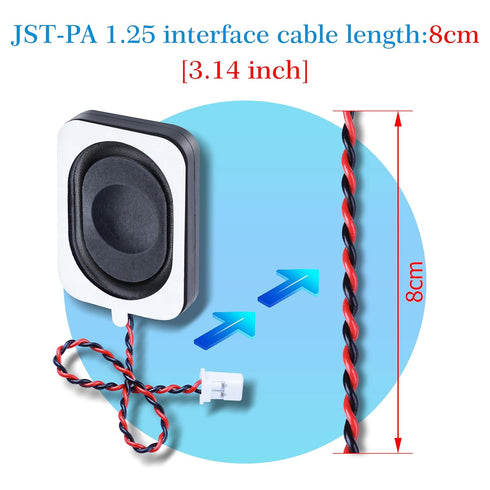 2 Pieces/1 Pair Side Sound 4 Ohm 2 Watt/3 Watt Rectangle Cavity Speaker, JST-PA 1.25 mm 2-Pin Interface Wire