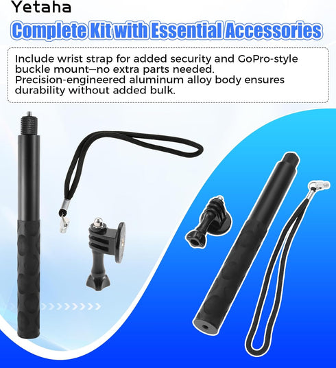Yetaha 47.2" (120cm) Insta360 X5/X4/X3, 1311, Invisible Selfie Stick, Extended Monopod Pole Compatible for GoPro Hero