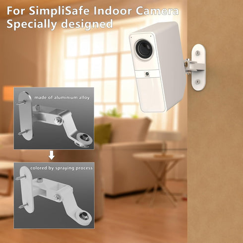 Zwolf Adjustable Metal Wall Mount for SimpliSafe Wireless Indoor Security Camera, Better Viewing Angle, White