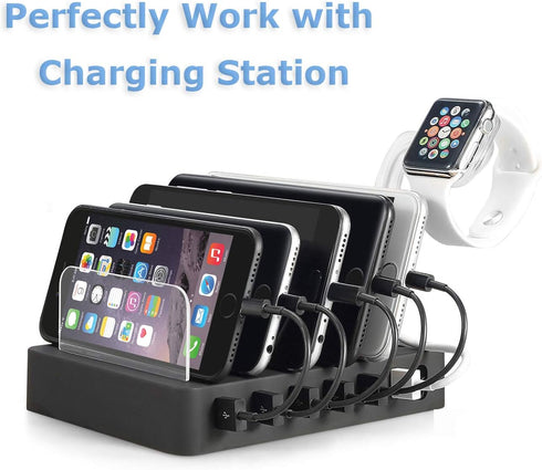 Short Cables for Charging Station, COSOOS 4 Pack Short USB Cords Include 2 lPhone Cables, 1 USB Type C Cable and 1 Micro USB Cable Compatible with iPhone, Android, Samsung, Charging Station