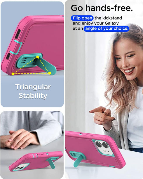 AICase iPhone 12/12 Pro Heavy Duty Rugged Case with Kickstand, Glass Screen Protector & Camera Lens, Full Body
