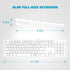 Wired USB Keyboard, Comfortable Quiet Chocolate Keys, Durable Ultra-Slim QWERTY Layout for PC, Windows 11/10/8/7 - White