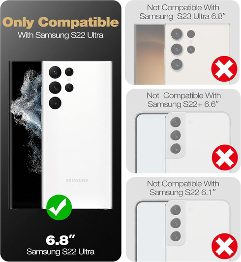 Dexnor Samsung Galaxy S22 Ultra Case, Built-in Screen Protector and Kickstand, Heavy Duty Military Grade Protection